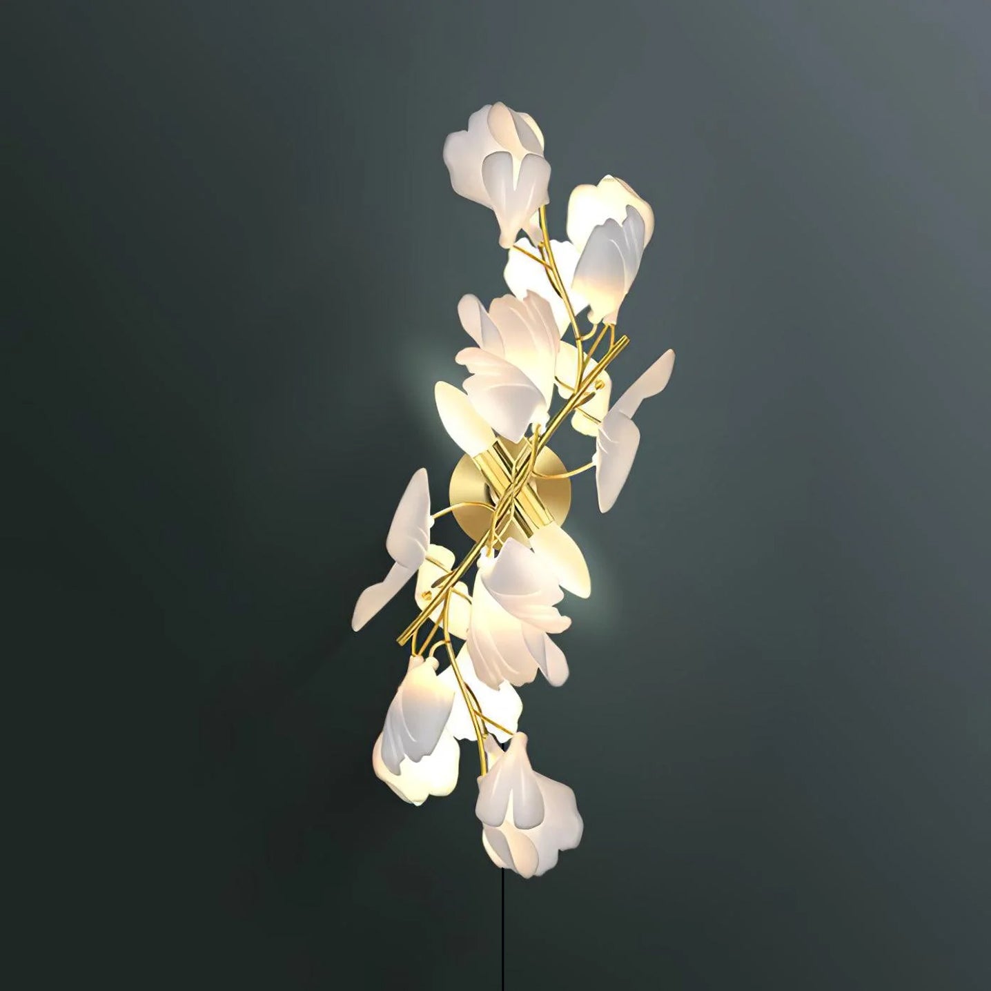 Bloemen wandlamp - Gouden elegantie & Zacht licht