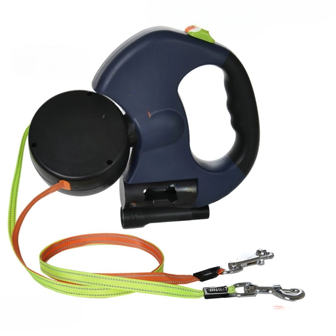 רצועת כלבים מתקפלת – עם פנס LED ומפיץ שקיות