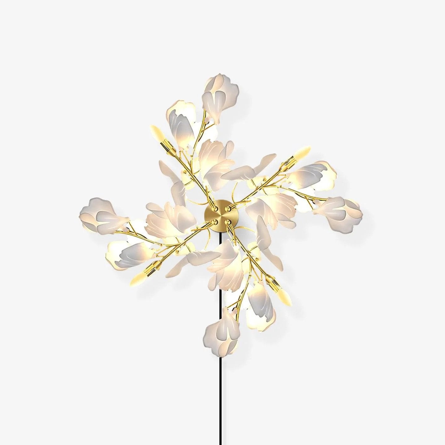 Bloemen wandlamp - Gouden elegantie & Zacht licht