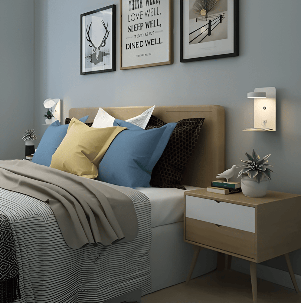 Led-vegglampe med hylle og USB-port - Moderne design og 2-i-1-funksjon