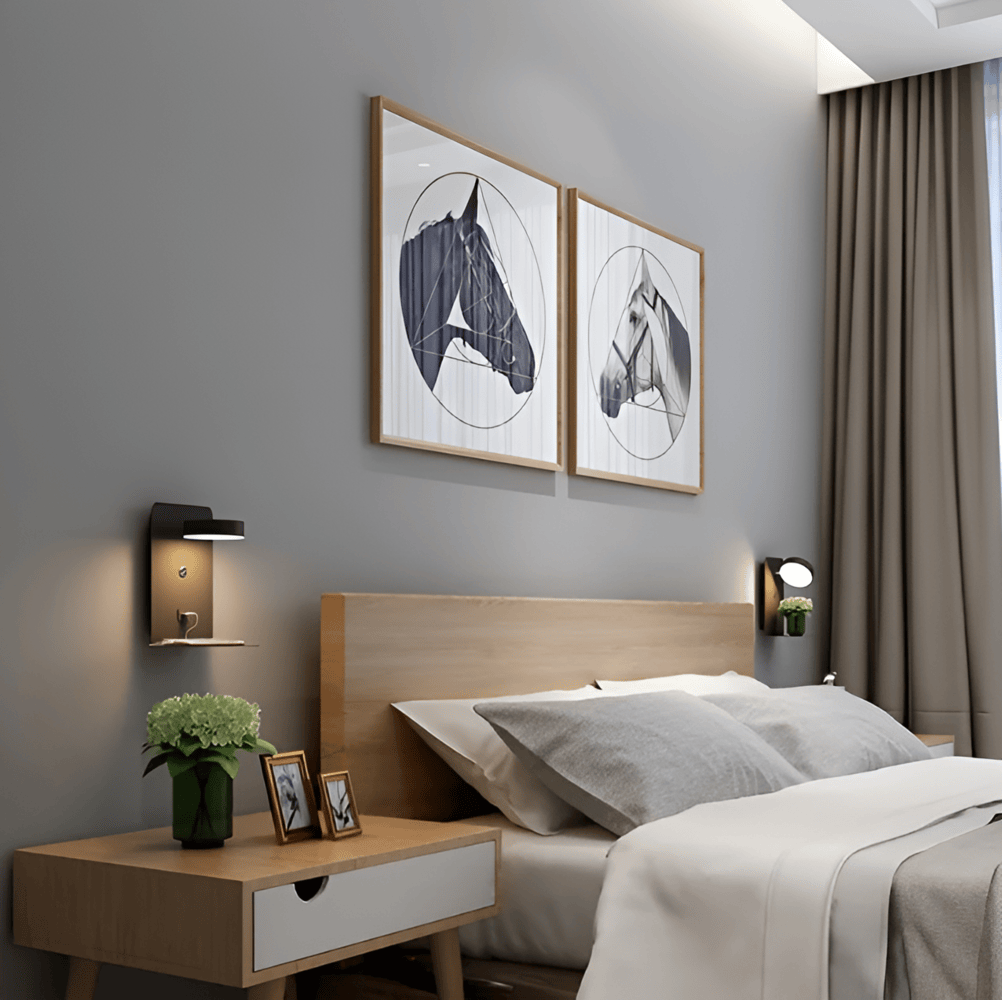 Led-vegglampe med hylle og USB-port - Moderne design og 2-i-1-funksjon
