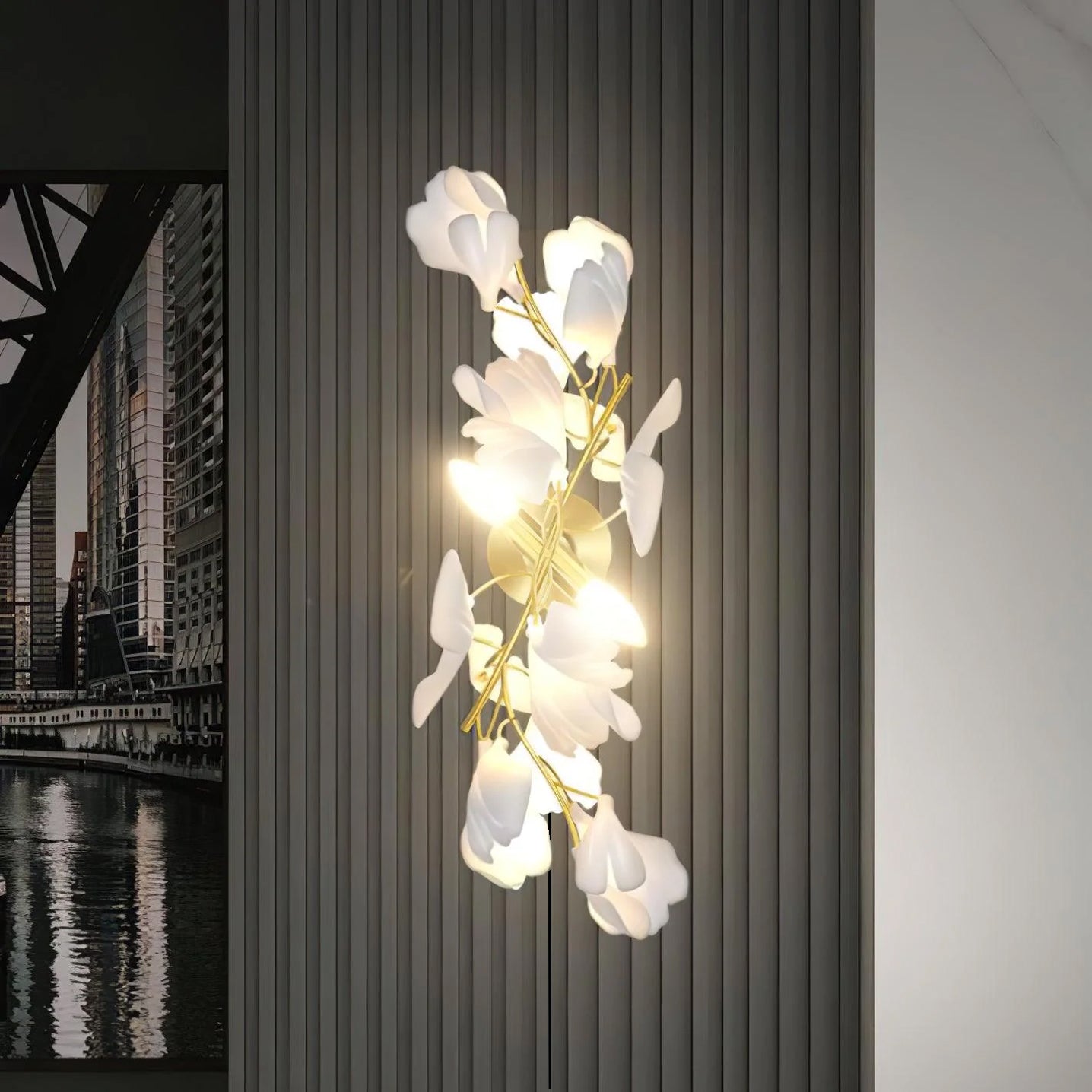 Bloemen wandlamp - Gouden elegantie & Zacht licht