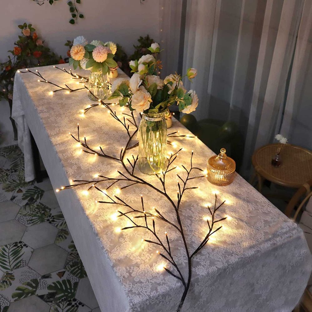 Wandguirlande in takvorm — warme en natuurlijke verlichting 