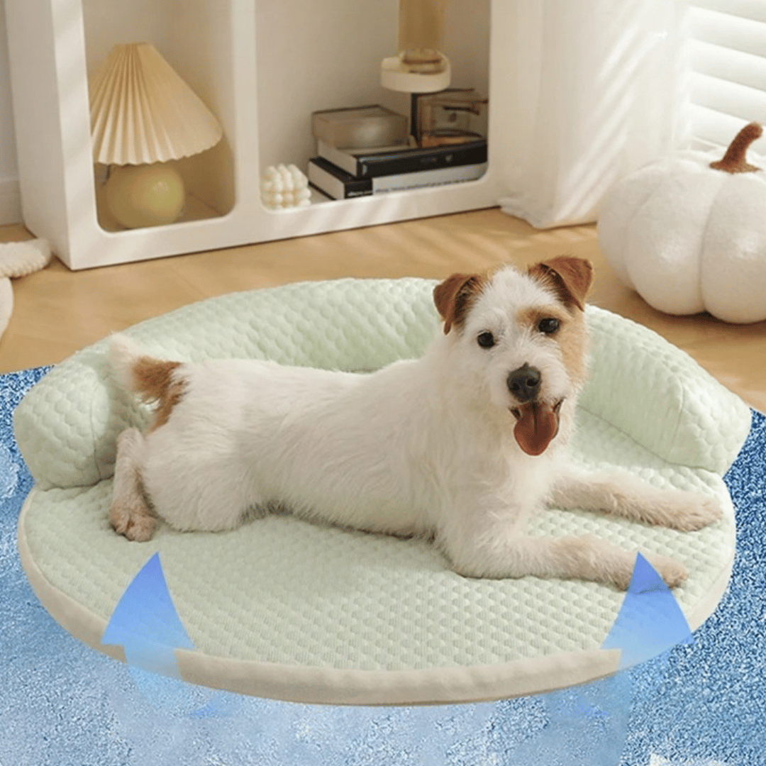 涼感ラウンドマット – 高さのある休憩エリア付き 