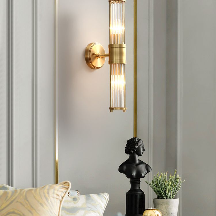 Apparecchio da parete cilindrico moderno - Style Moderne Doré En Métal Et Verre