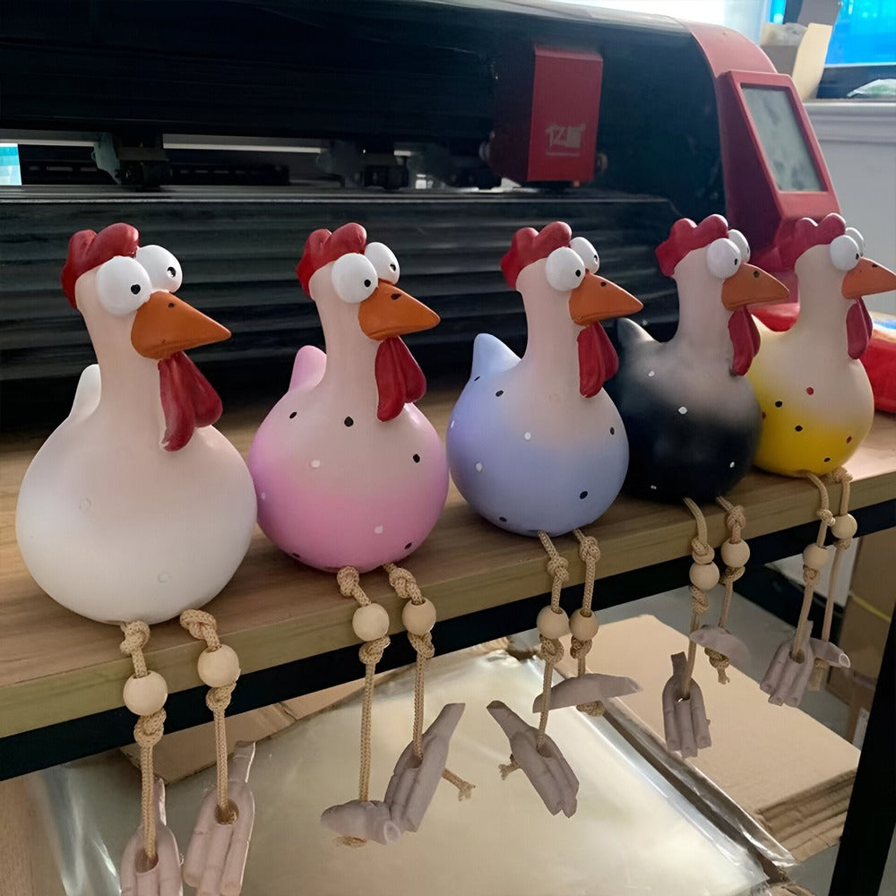 Estatua del gallo de ojos grandes - Decoración original y detalles divertidos