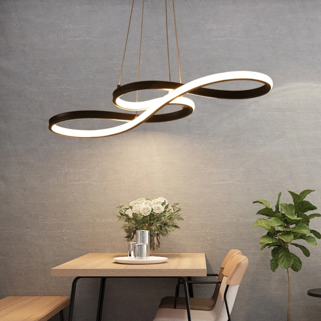 Suspensão LED Moderna em Anéis – Design Elegante e Futurista 