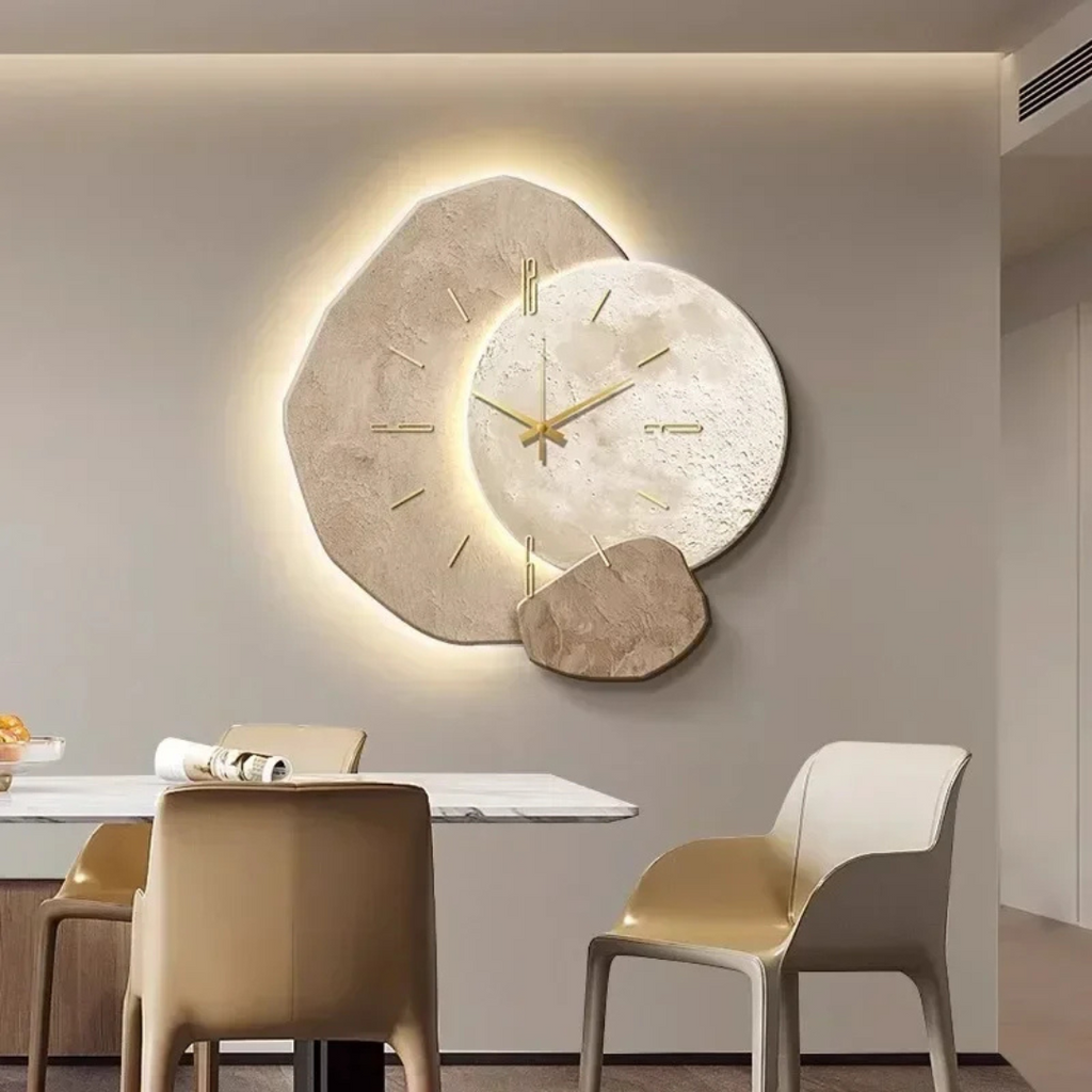 Grande Horloge Murale – Design Moderne Et Lumière LED Ambiante
