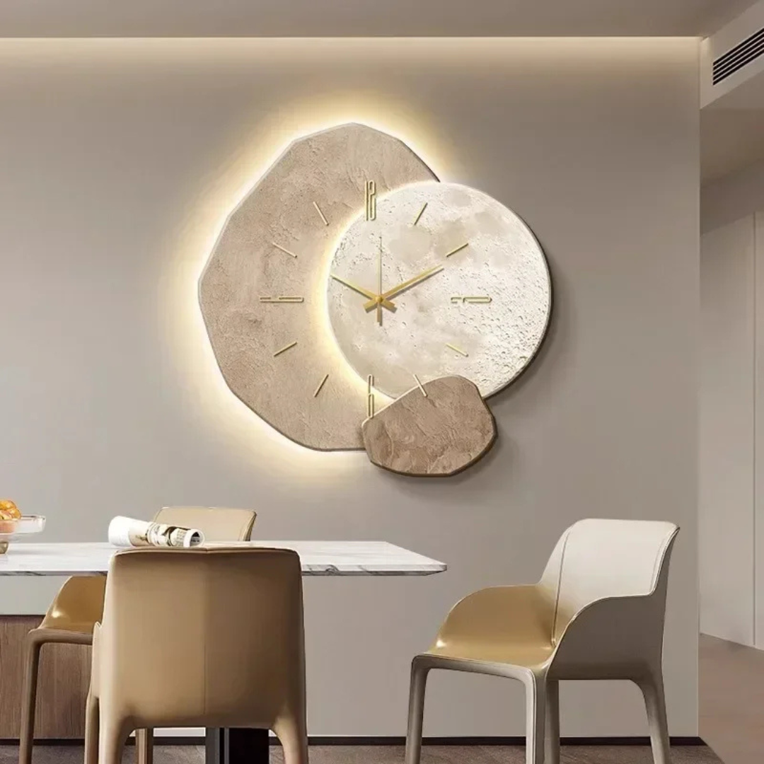 Grande Horloge Murale – Design Moderne Et Lumière LED Ambiante