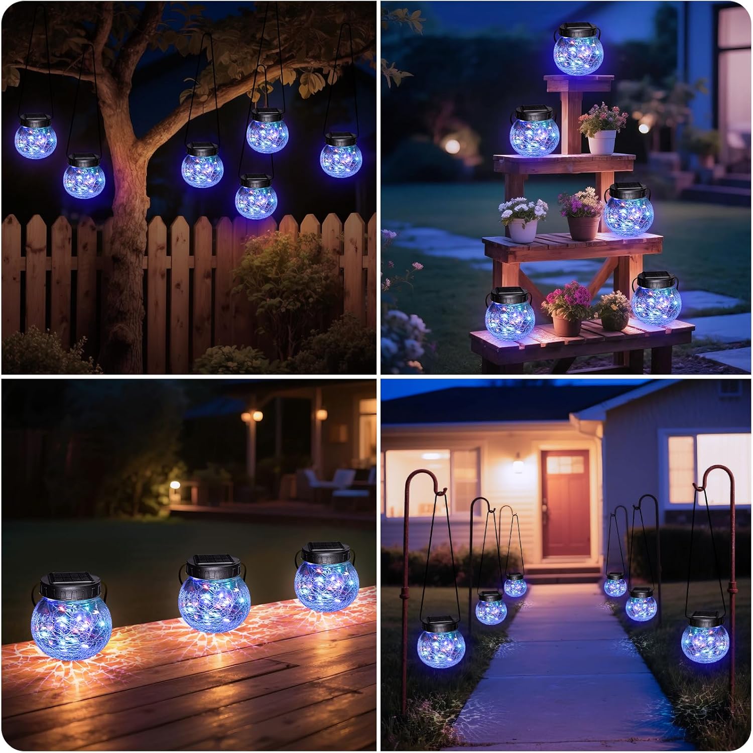 吊るす太陽光ランタン — クラックガラスのエレガンス 