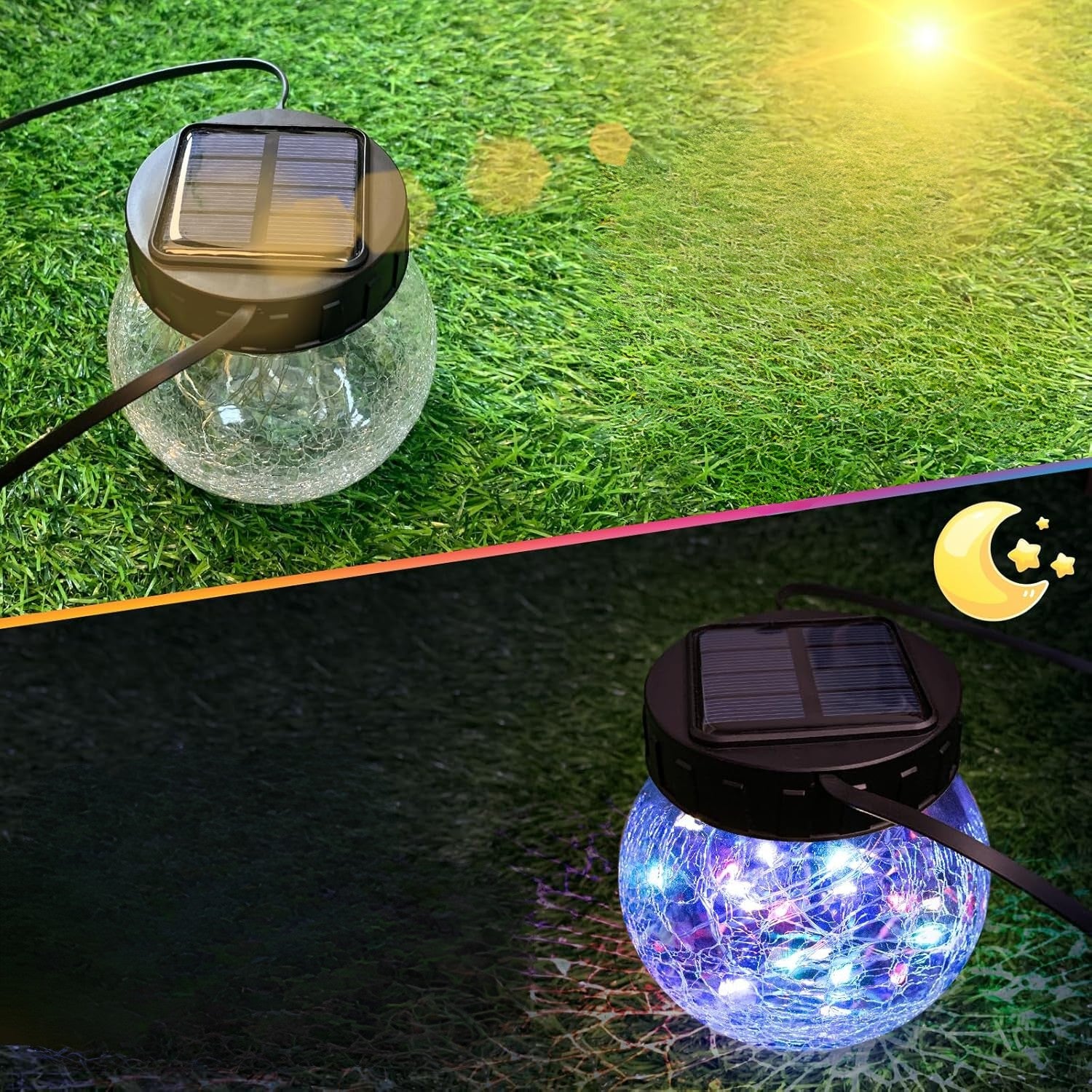 吊るす太陽光ランタン — クラックガラスのエレガンス 