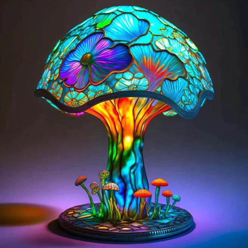 Lámpara de Vitral Apacible – Luz Suave y Ambiente Cálido 