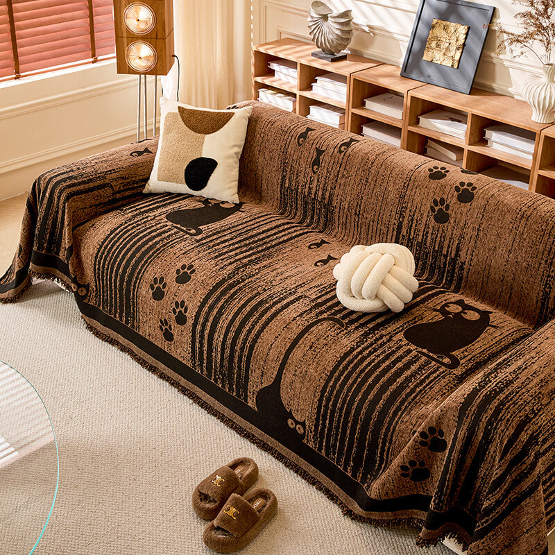 Husă De Canapea Antiderapantă Cu Model De Labe – Protecție Și Confort 