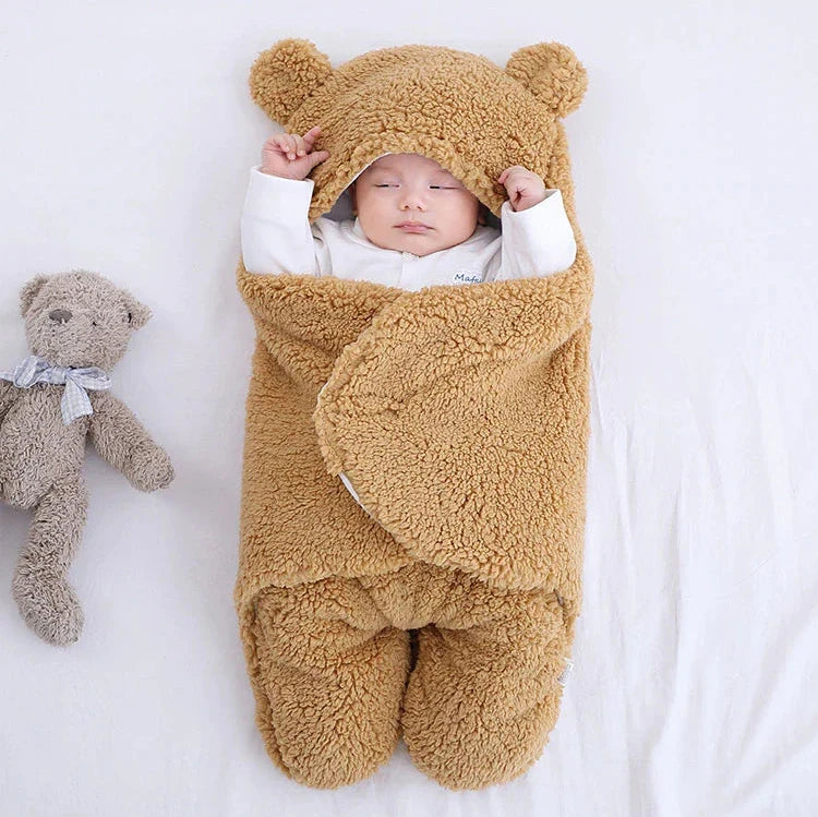 Cobija de envoltura suave y cálida para recién nacidos con capucha 