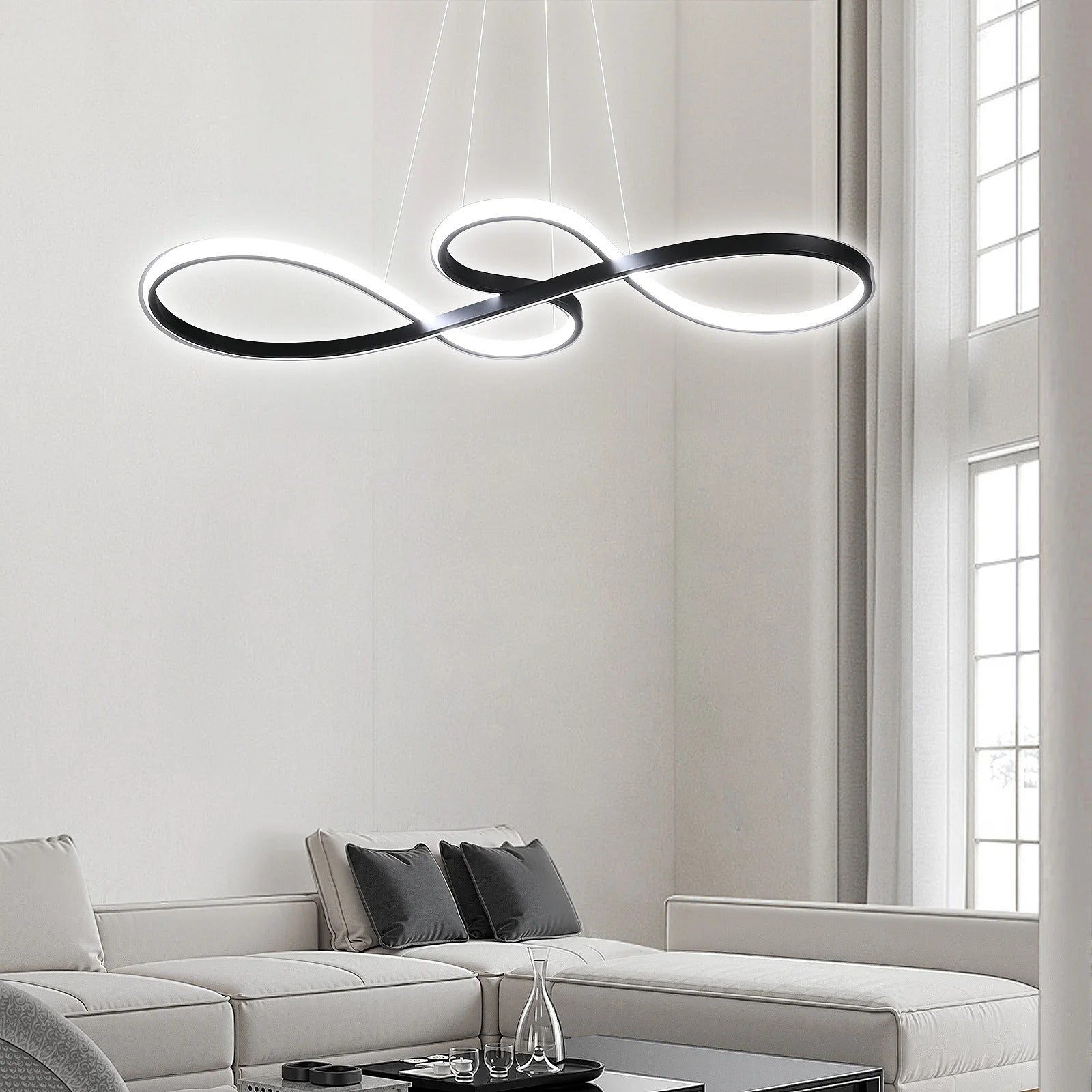 Suspensão LED Moderna em Anéis – Design Elegante e Futurista 