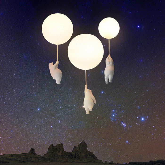 Lámpara de Techo Infantil — Ositos Suspendidos de Globos Luminosos 