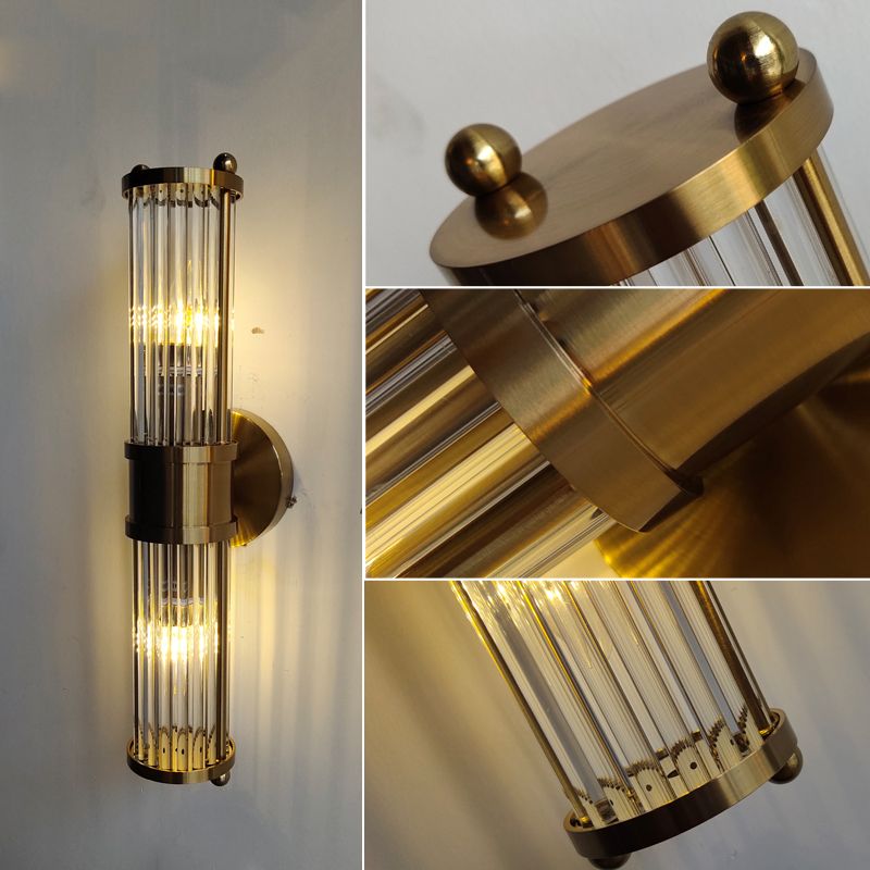 Apparecchio da parete cilindrico moderno - Style Moderne Doré En Métal Et Verre