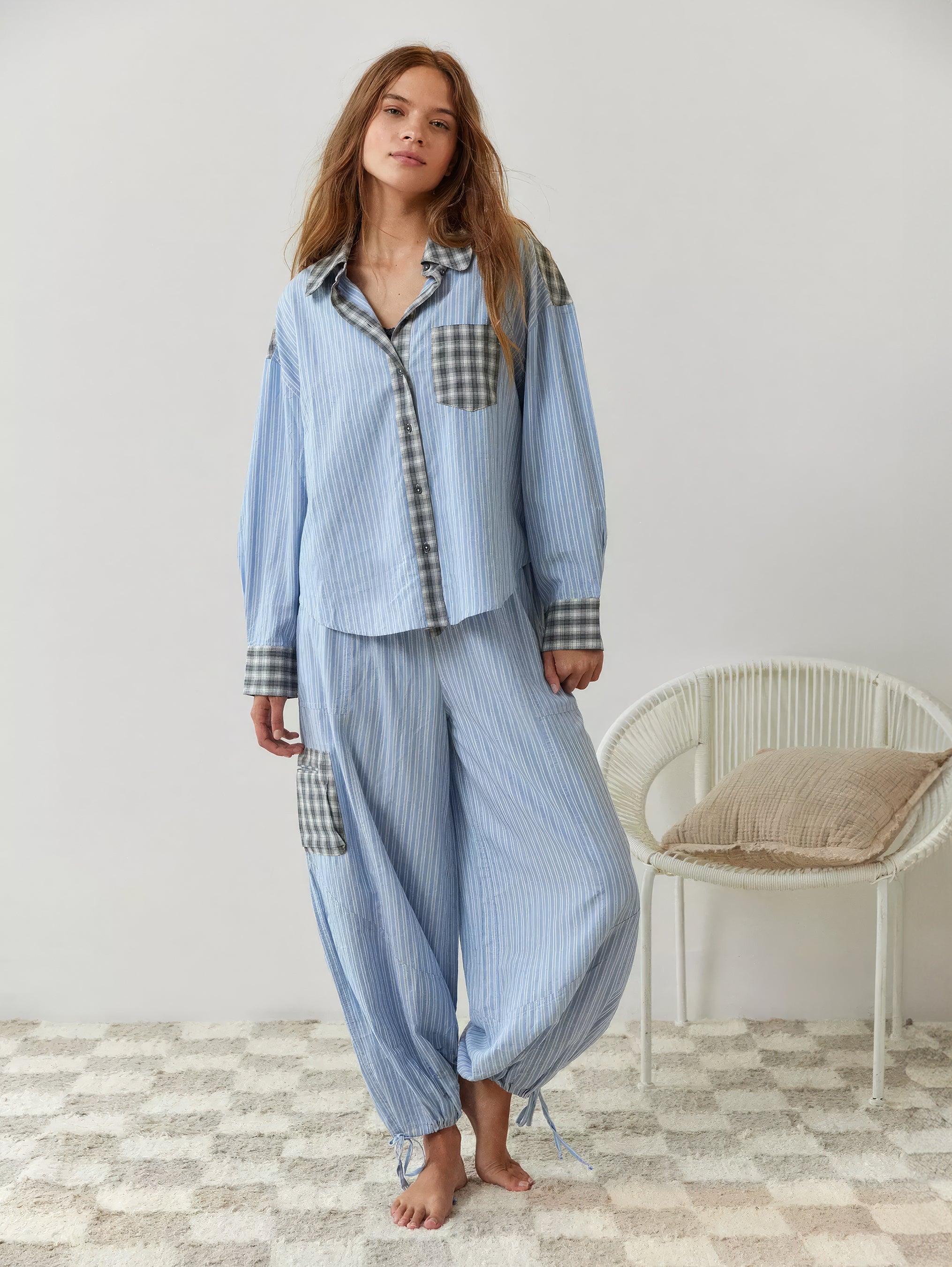 Charlotte | Chic Comfortable Pajamas With Stripes And Checks 