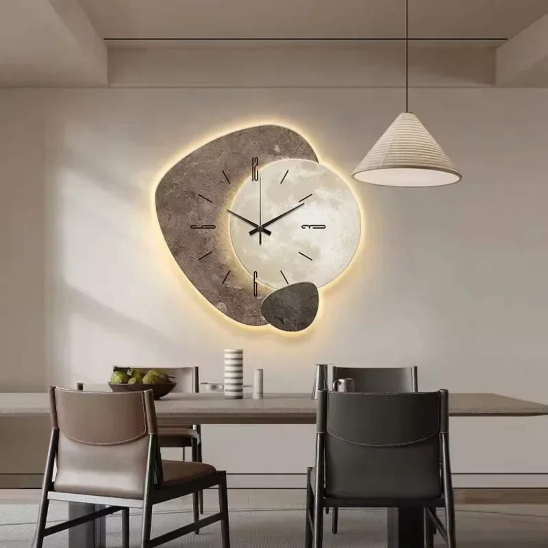 Grande Horloge Murale – Design Moderne Et Lumière LED Ambiante
