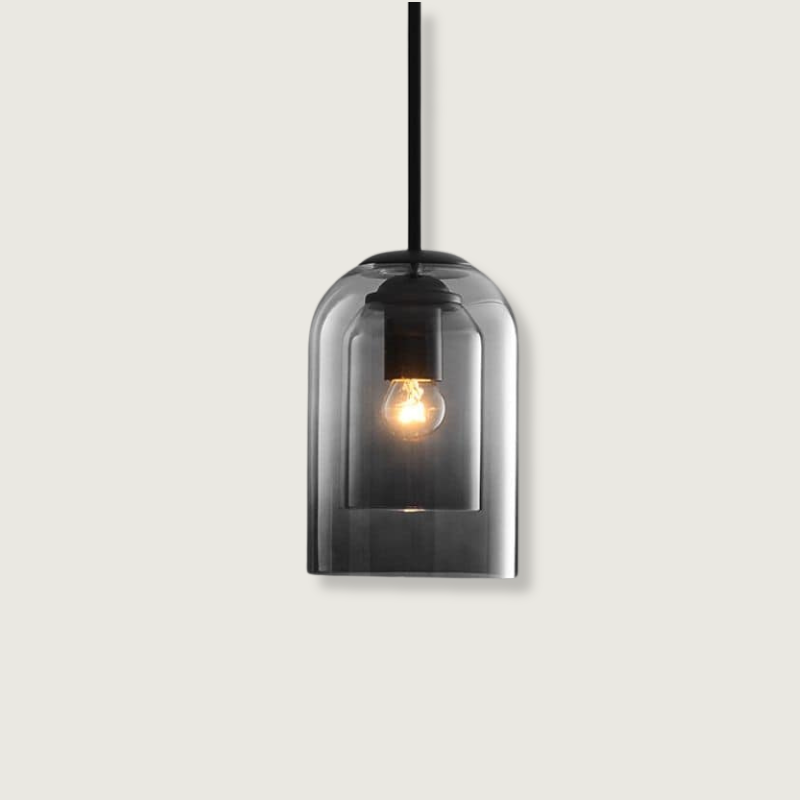 Vintage lasi riipusvalaisin - kaksinkertainen metallinen viimeistely